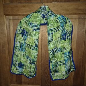 Vintage Echo Vibrant Abract Green and Blue Silk Scarf